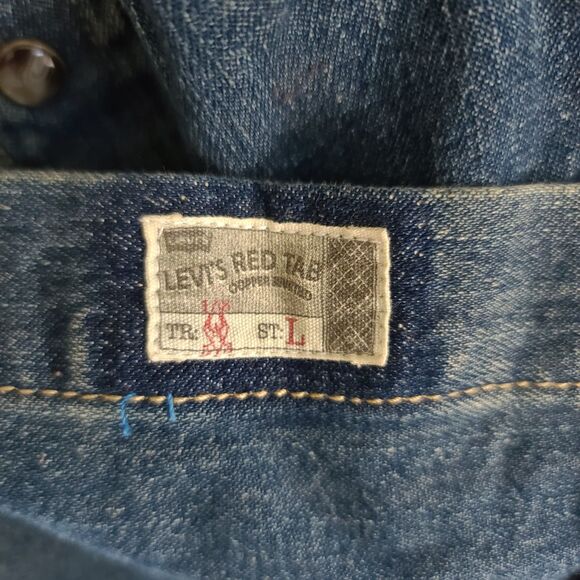 VTG Levi's Red Tab Denim Long Sleeve Button Up Pearl Snap Women Sz Med western - Picture 11 of 16
